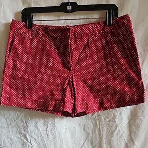 LOFT Red Polka Dot Bermuda Shorts